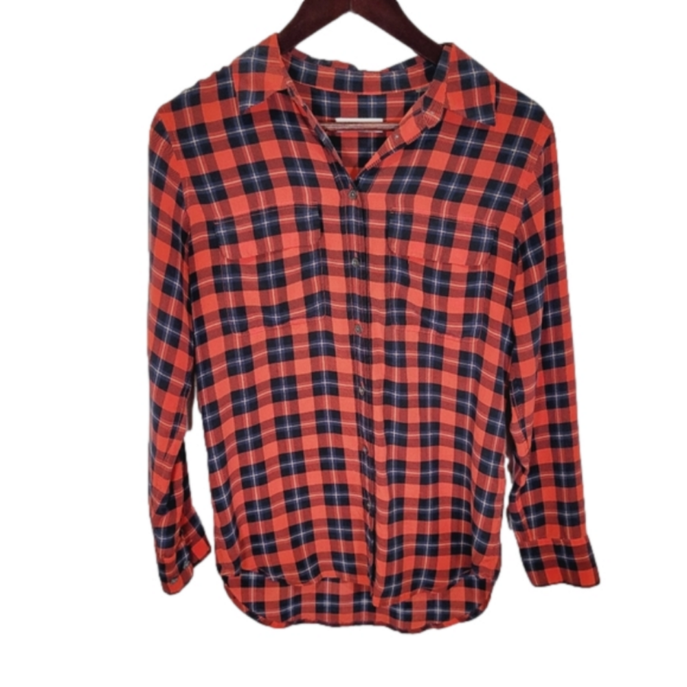 Equipment Femme Reese silk plaid blouse